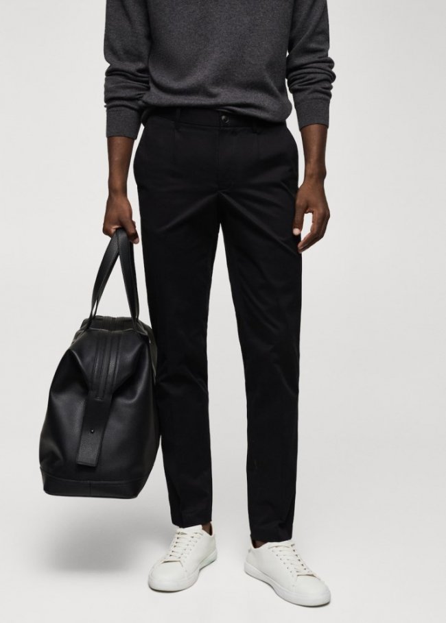 Mango Chino slim fit algodón pinzas - Negro