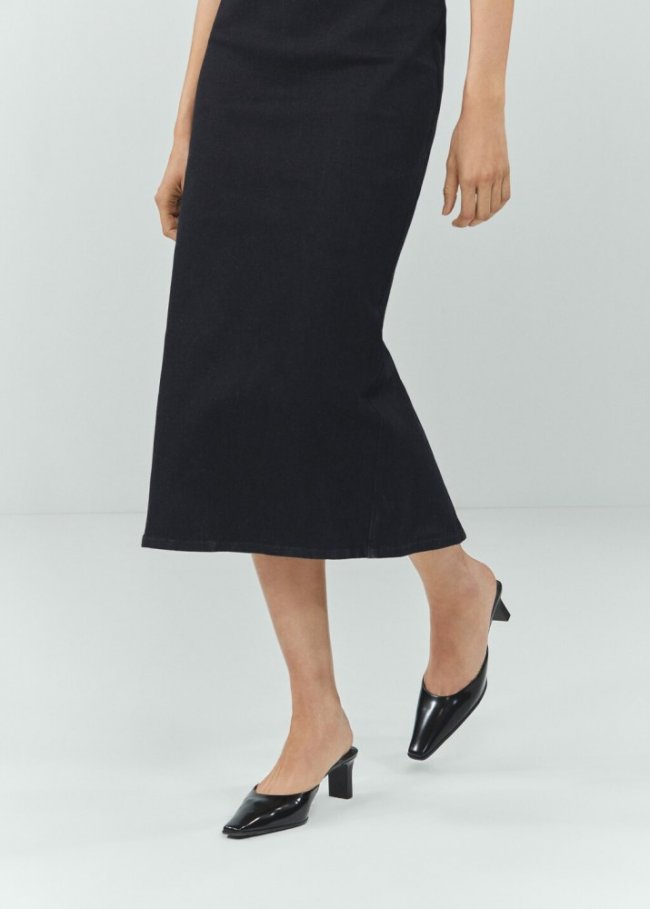 Mango Zapato piel punta destalonado - Negro