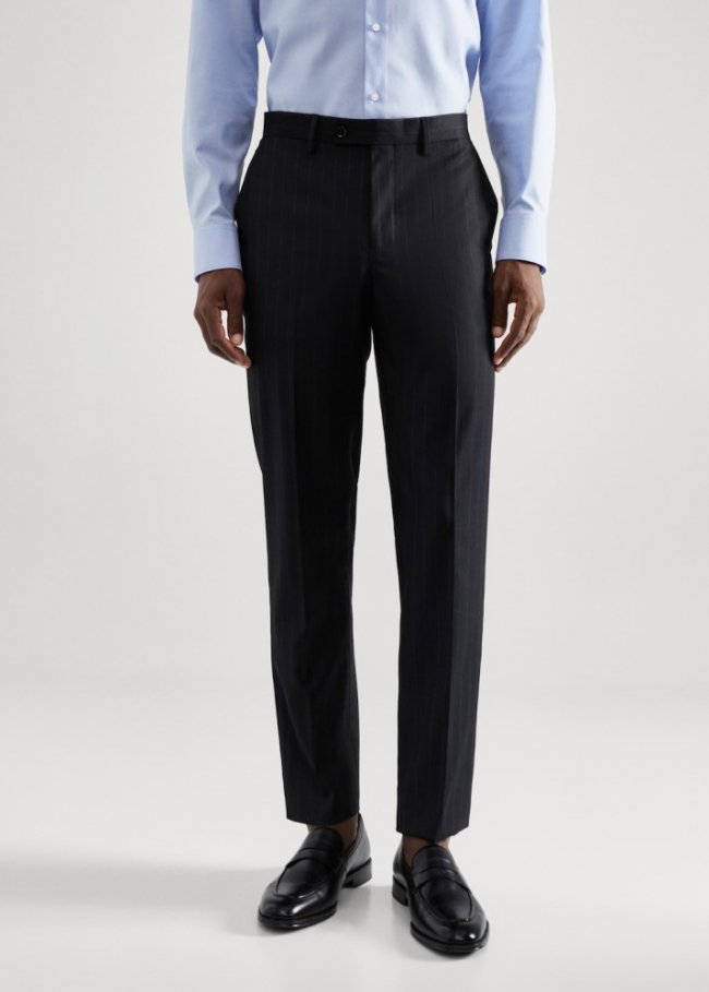 Mango Pantalón traje slim fit tejido comfort stretch - Azul