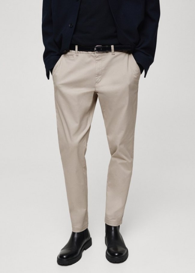 Mango Pantalón algodón tapered crop - Gris