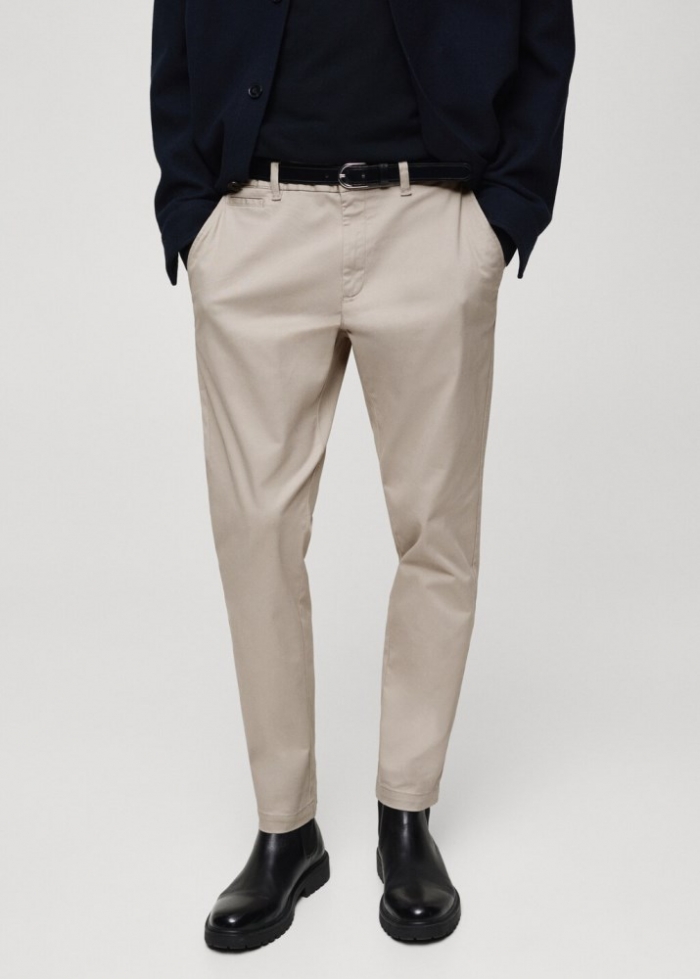 Mango Pantalón algodón tapered crop - Gris