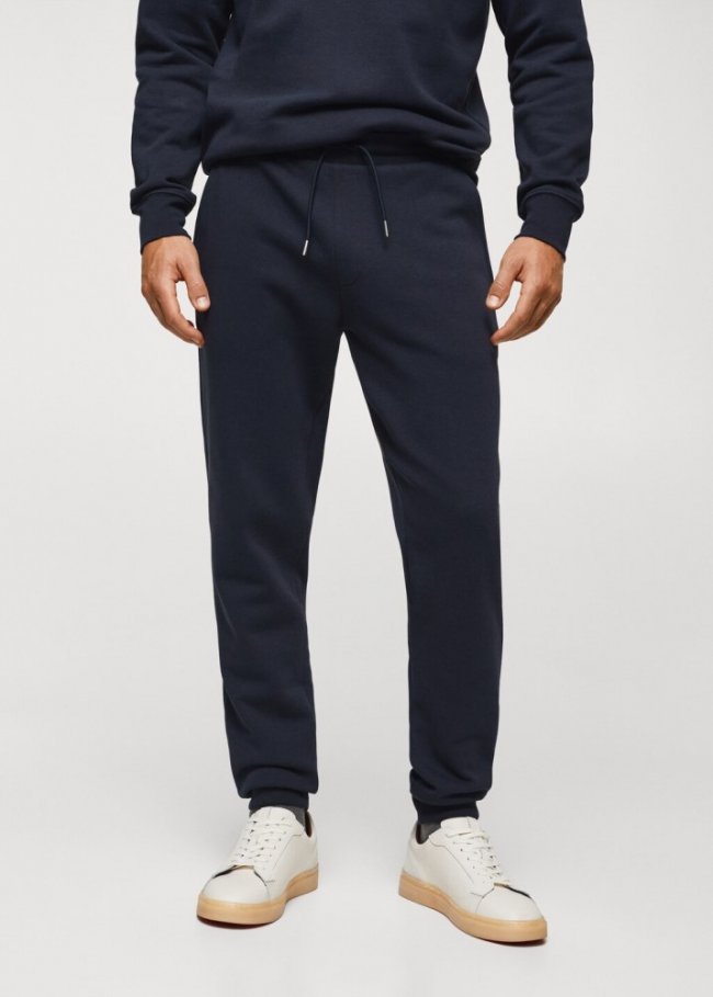 Mango Pantalón jogger algodón - Azul marino