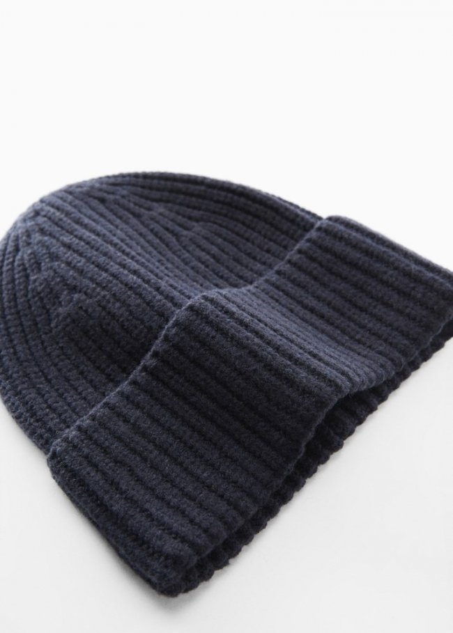 Mango Gorro punto mezcla lana - Azul marino