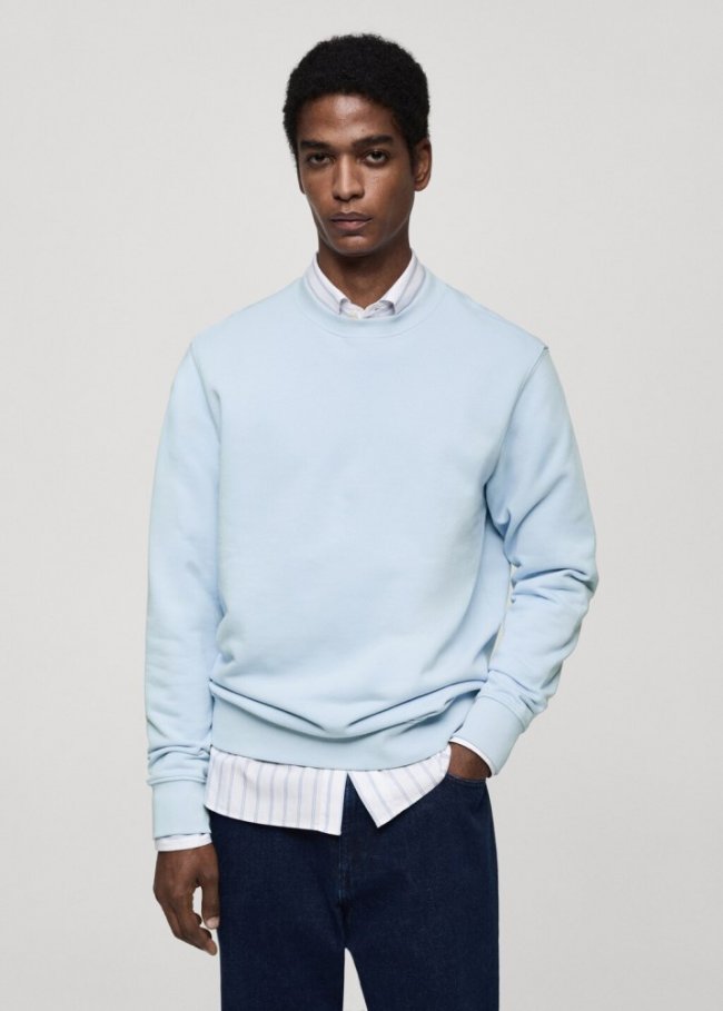Mango Sudadera regular fit 100% algodón - Azul celeste