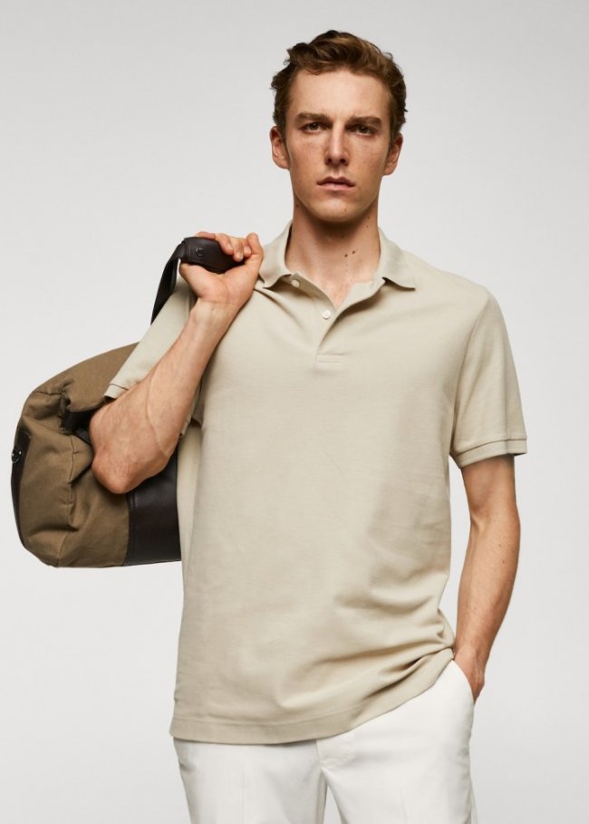 Mango Polo 100% algodón pique - Arena