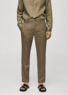 Mango Pantalón 100% lino slim fit - Khaki