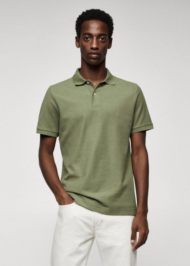 Mango Polo algodón piqué - Khaki