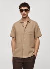 Mango Camisa regular fit lino bolsillo - Arena
