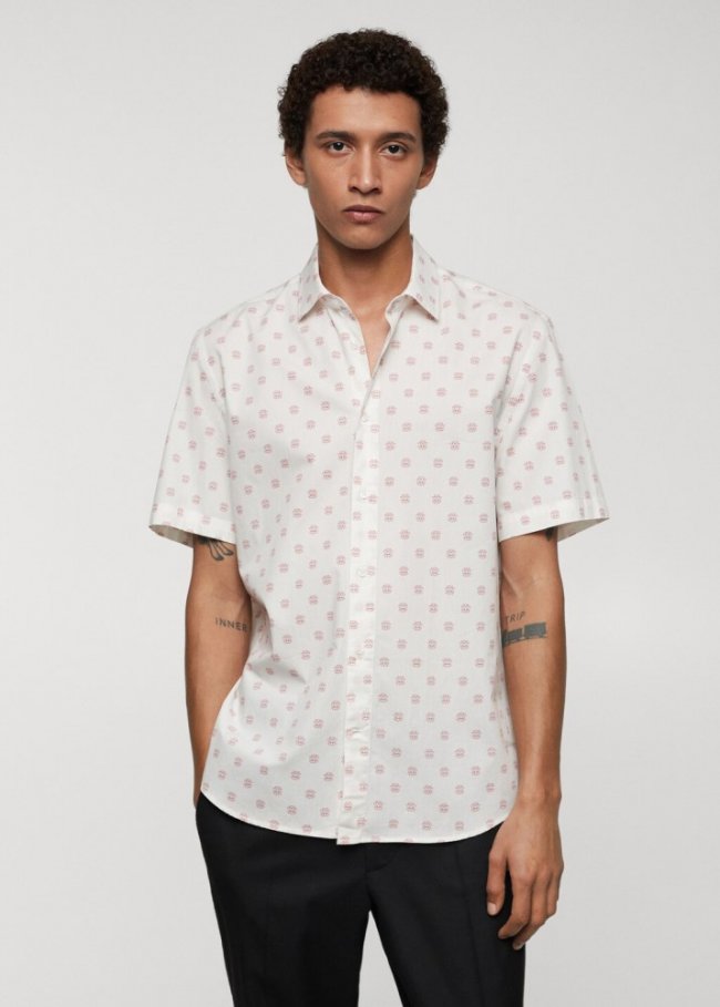 Mango Camisa 100% algodón estampada - Negro