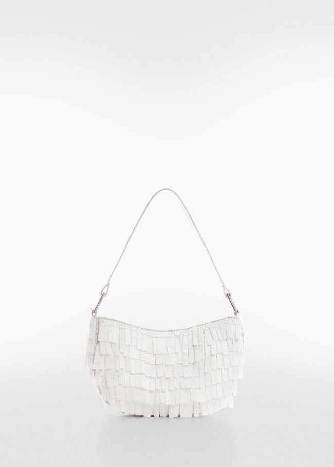 Mango Bolso hombro flecos - Blanco