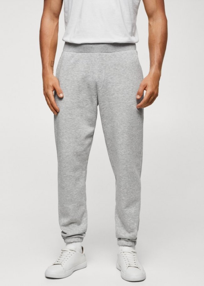 Mango Pantalón jogger algodón - Gris medio vigoré