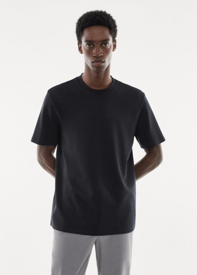 Mango Camiseta algodón transpirable - Azul marino oscuro