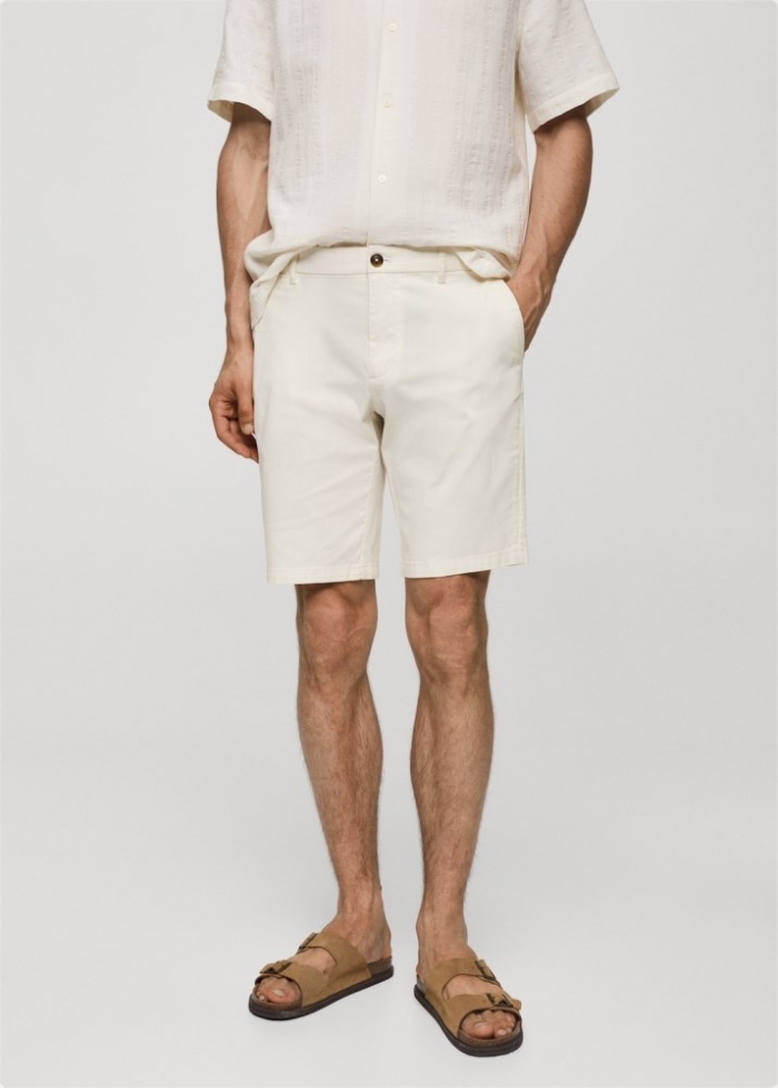 Mango Bermudas slim fit chino algodón - Blanco roto