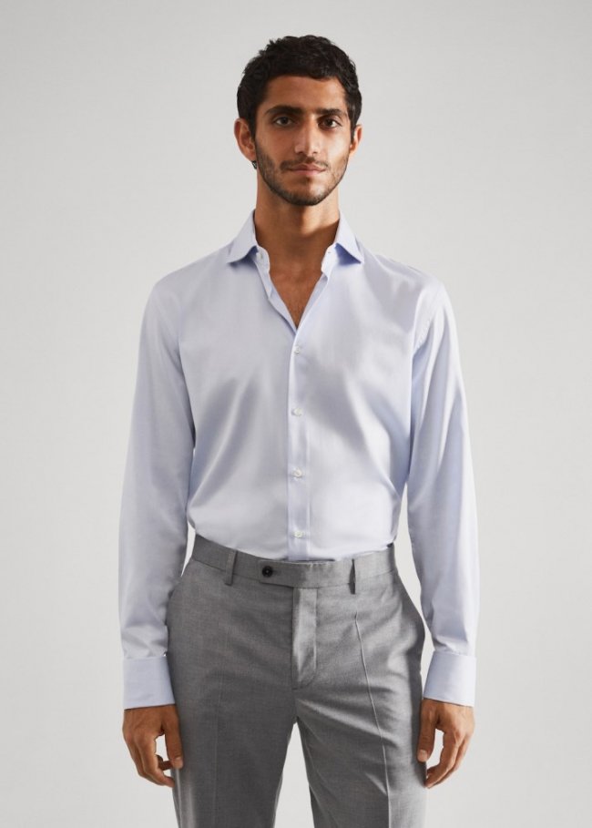 Mango Camisa traje slim fit gemelos - Azul celeste