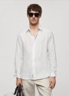 Mango Camisa regular fit 100% lino - Blanco