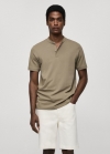 Mango Polo algodón piqué cuello mao - Khaki