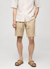 Mango Bermudas 100% lino cordón - Beige