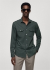 Mango Sobrecamisa bolsillos tejido comfort stretch - Khaki