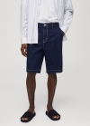 Mango Bermudas vaqueras algodón - Azul