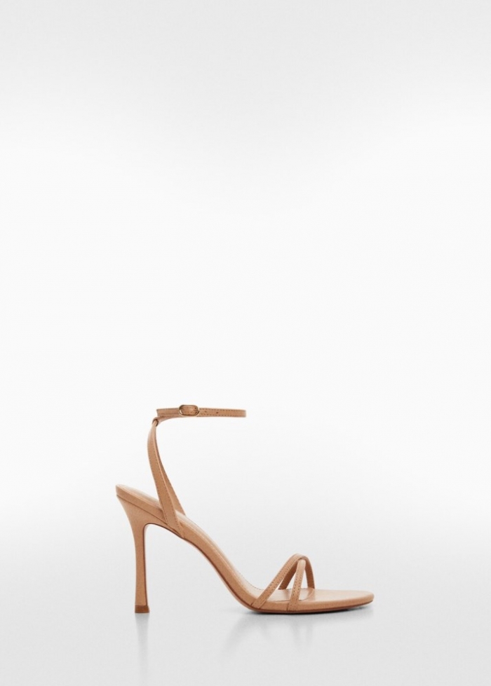 Mango Sandalia tiras tacón - Nude