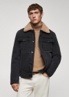 Mango Chaqueta denim borreguito - Gris oscuro