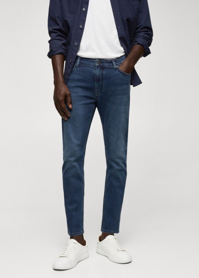 Mango Jeans Tom tapered cropped - Azul oscuro intenso