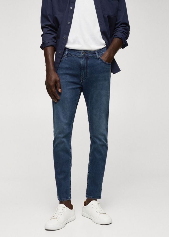 Mango Jeans Tom tapered cropped - Azul oscuro intenso