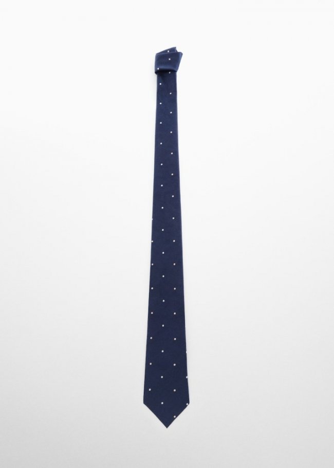 Mango Corbata diseño lunares - Azul marino