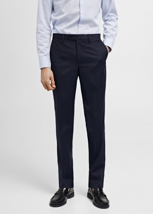 Mango Pantalón traje slim fit tejido comfort stretch - Azul marino oscuro