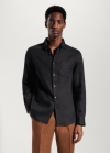 Mango Camisa slim fit 100% lino - Negro