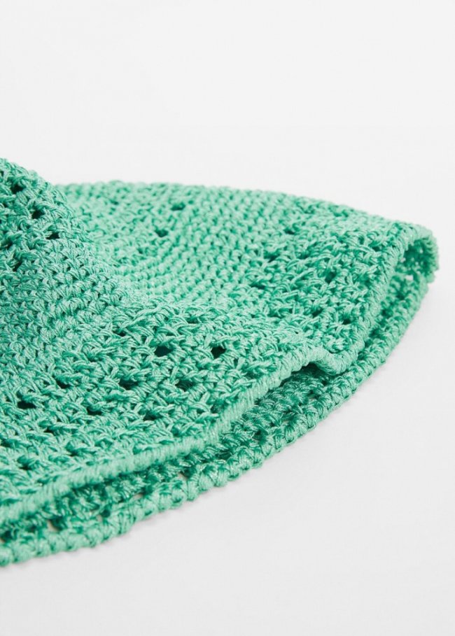 Mango Gorro bucket crochet - Turquesa
