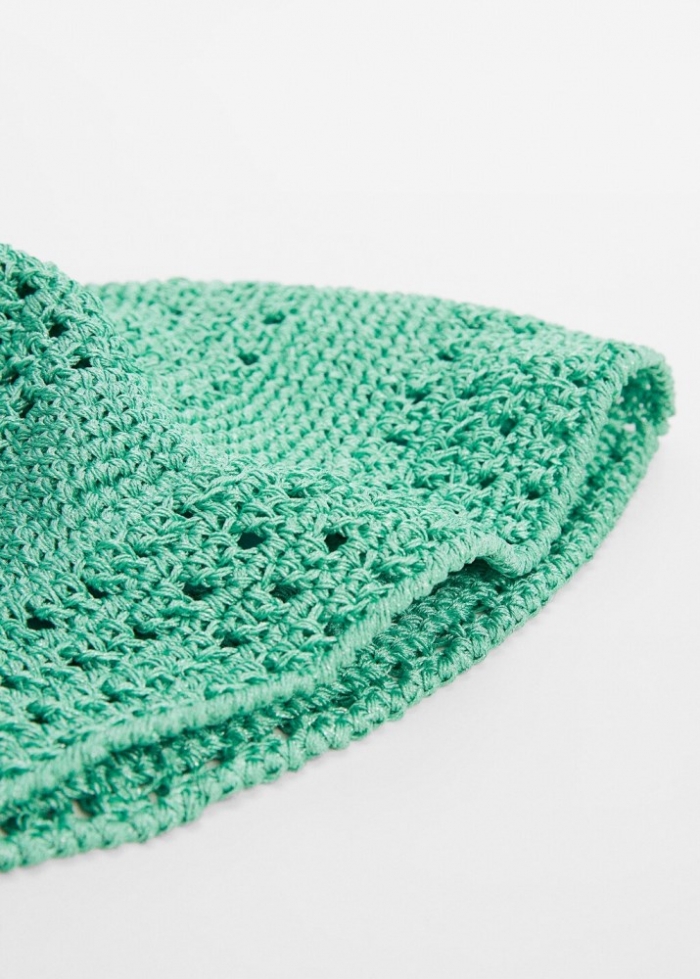 Mango Gorro bucket crochet - Turquesa