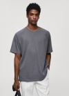Mango Camiseta algodón relaxed fit - Azul petróleo