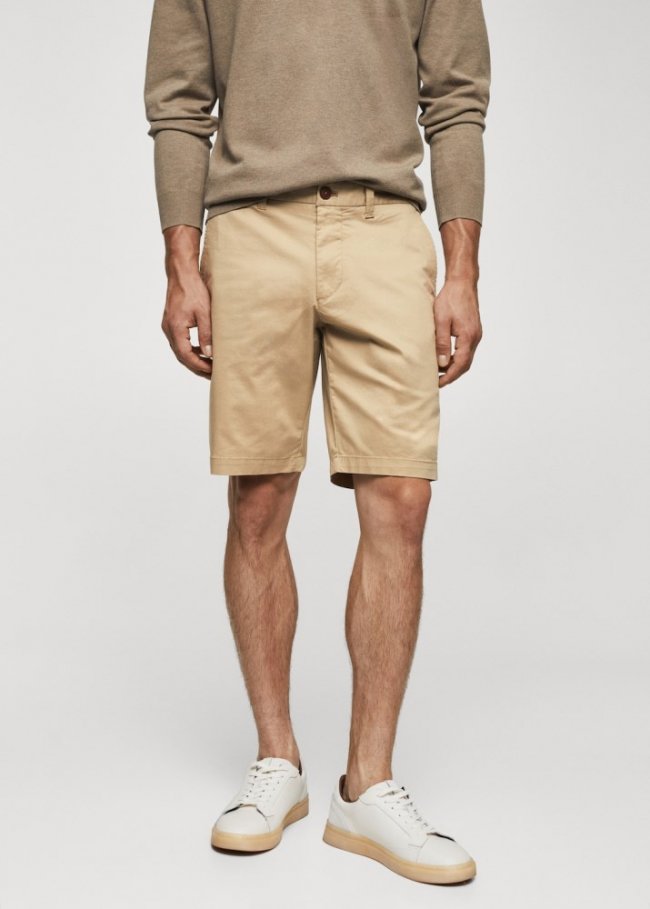 Mango Bermudas slim fit chino algodón - Beige