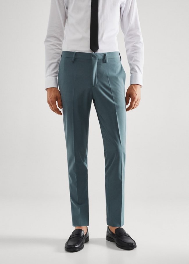 Mango Pantalón traje París super slim fit - Verde menta