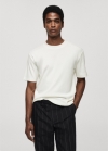 Mango Camiseta regular fit algodón - Blanco roto