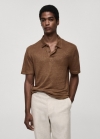 Mango Polo slim fit 100% lino - Marrón