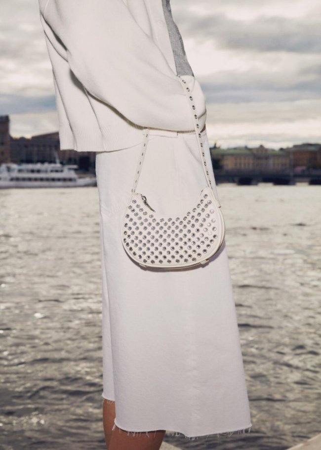 Mango Bolso hombro tachuelas - Blanco