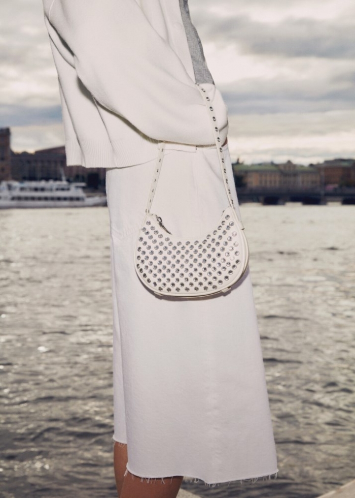 Mango Bolso hombro tachuelas - Blanco