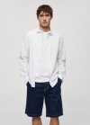 Mango Camisa 100% algodón seersucker - Blanco