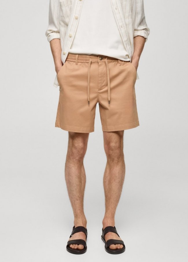 Mango Bermudas algodón cordón - Salmón