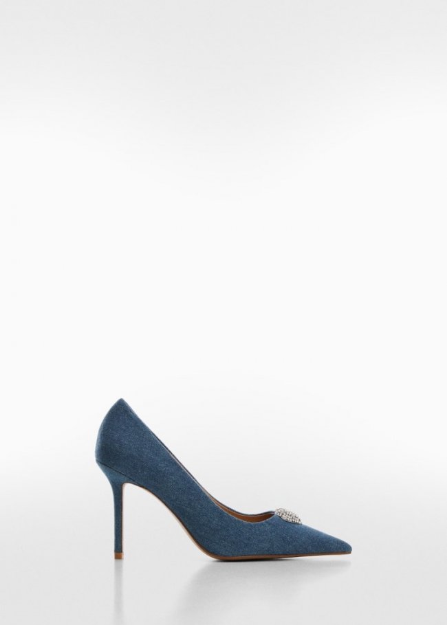 Mango Zapato denim detalle strass - Azul medio