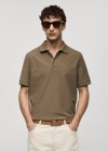 Mango Polo 100% algodón pique - Oliva