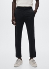 Mango Pantalón algodón tapered crop - Azul marino oscuro