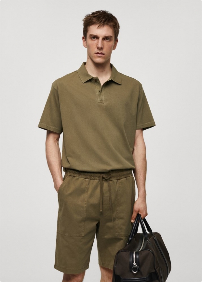 Mango Polo 100% algodón relaxed fit - Khaki