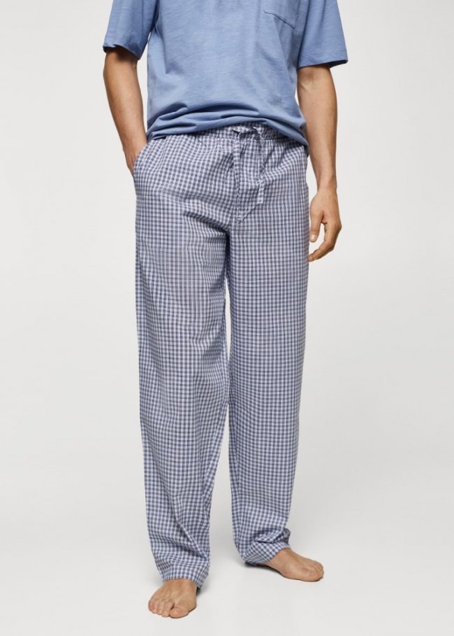 Mango Pack pijama algodón cuadros - Azul marino oscuro