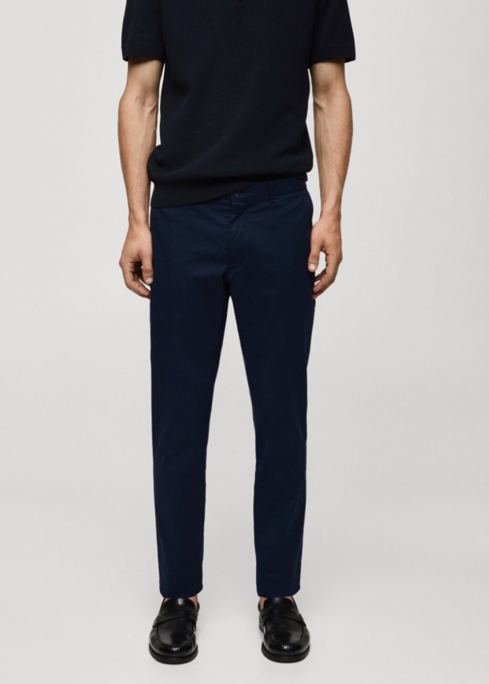 Mango Pantalón chino slim fit sarga - Azul marino