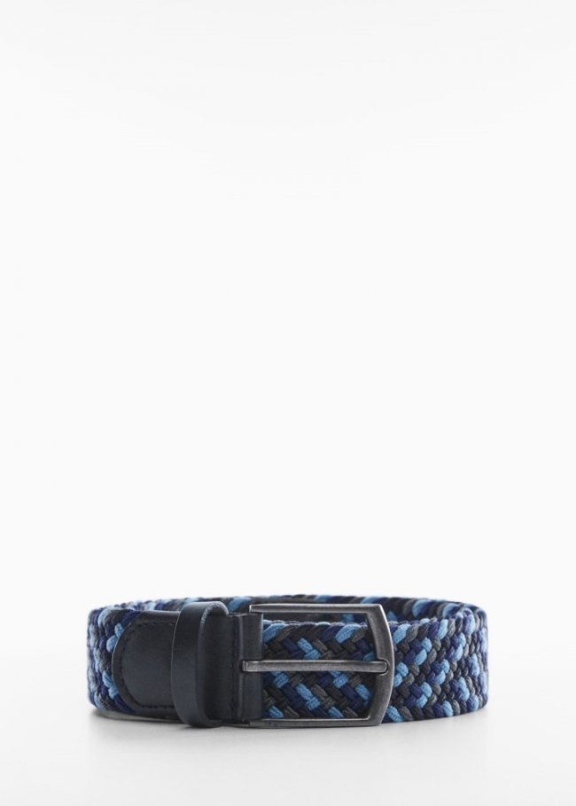 Mango Cinturón trenzado - Azul marino