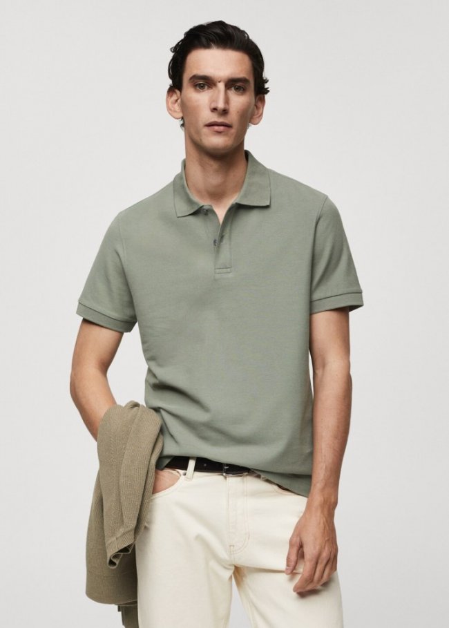Mango Polo 100% algodón pique - Khaki