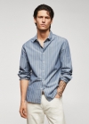 Mango Camisa 100% algodón rayas - Azul